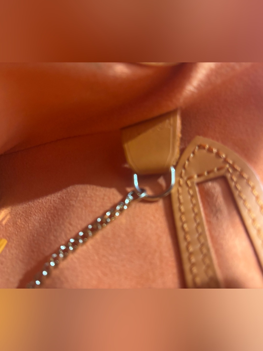 Louis Vuitton Orange Textured Leather Shoulder Tote - Picture 7 of 7